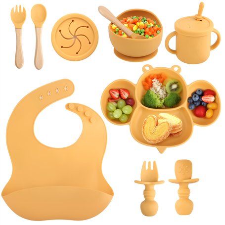 Set de vaisselle pour bébé en silicone antidérapant avec ventouse