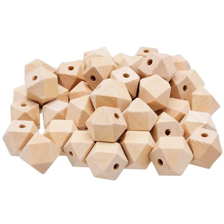 60 Pièces Perles en Bois Octogonales,Perles en Bois Naturel à Enfiler,pour la Fabrication de Bracelets