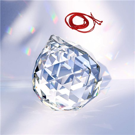 Hisredsun Pendentif boule en cristal avec cordon rouge