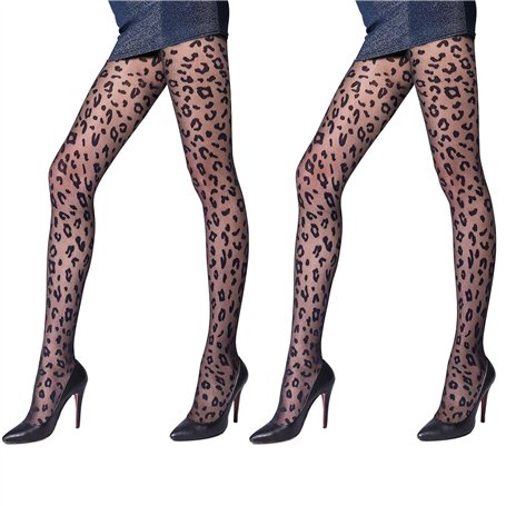 2 Morceaux De Bas De Motif Léopard Noir