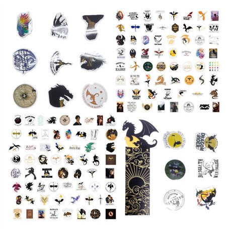 1 Morceau De Signet De Dragon Et 120 Autocollants