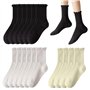 COACOM Lot de 8 paires de chaussettes à volants en coton plissé pour femme - Chaussettes élastiques mi-mollet (noir