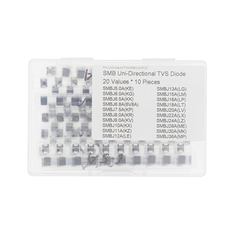 20 Valeurs * 10 Pièces Kit de Diodes de Protection SMB 600W TVS Uni-Directionnelles Montées en Surface