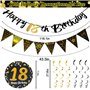 YUBBYSTU bannière Happy 18th Birthday - Banderole triangulaire pour décorations de fête d'anniversaire ＋18 ans anniversaire set 