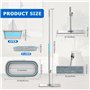 KENSHIRE Balai plat en aluminium de 400 mm de qualité supérieure avec seau pliable et 2 serpillères réutilisables en microfibre 