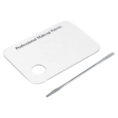 Palette de maquillage Spatule Clear Acrylic Makeup Nail Art Cosmetic Mixing Palette & Stainless Spatula Tool Set