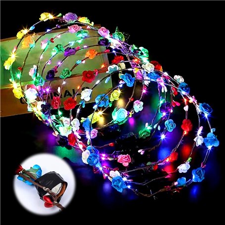 Vegena Couronne de Fleurs LED: 12 pièces Couronnes Fleuries Lumineuses