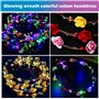 Vegena Couronne de Fleurs LED: 12 pièces Couronnes Fleuries Lumineuses, Diadème LED pour Décoration de Soirées Mariage (Papier, 
