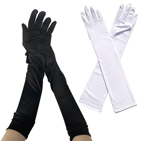 ZYEKIU 2 Pcs Gants Longs Femme Satin Opéra Classique Fête Longs Élégants