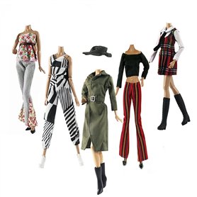 Lance Home® 5 Ensemble Vêtements d'automne Robes + Pantalon Chaussures Sac De Mode Chapeau Manches Longues Manteau pour 11