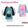 Coyanyu 2 Pièces Tablier de Peinture pour Enfants, Blouse d'art Imperméable à Manches Longues pour Enfants avec Poche, Tablier D
