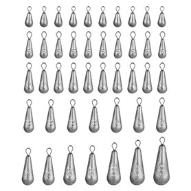 44 pièces Plombs de pêche en mer, dix tailles,Plomb de pêche,Kit de poids de pêche,Ensemble de plombs de pêche, Kit de plombs de 44 pièces Plombs de pêche en mer