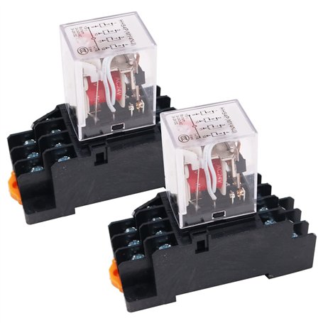 WANGCL Lot de 2 mini relais électromagnétique AC 24 V 8 broches relais DPDT relais 2 NO+2 NC avec base de prise indicateur LED