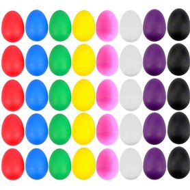 EVNEED Lot de 40 œufs shaker en plastique pour percussions Maracas pour enfants - 8 couleurs différentes - instrument de musique
