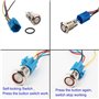 CESFONJER 19mm 12V Verrouillage Bouton-poussoir, LED Démarrage Bouton | ON/OFF Commutateur Bouton Auto-bloquant en Acier Inoxyda