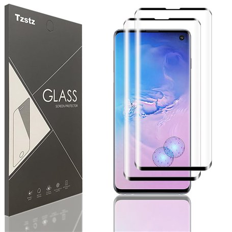 Tzstz 2 Pièces Verre Trempé pour Samsung Galaxy S10 4G Protection Écran ，3D curved glass，Sans Bulles