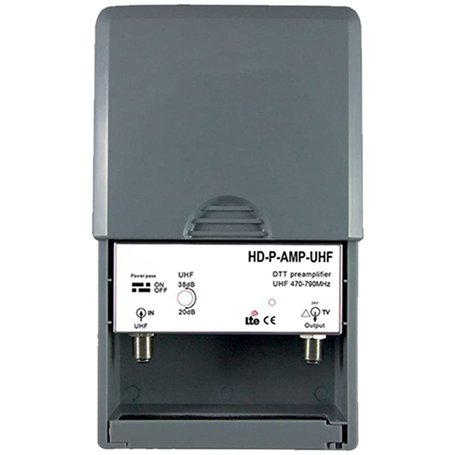 LEYF Preamplificateur TV/Gain réglable 15-38 dB/Amplificateur Antenne TV/Ampli pour TNT HD Signal UHF 470-790MHz