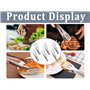 Abiyou Pince à Salade Inox, 6PCS Pinces de Service, Pinces Cuisine Envoyer 2 Pinceaux de Cuisson, Pinces de Cuisine en Acier Ino