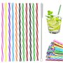Paille Reutilisable - 60 Pailles Réutilisables en Plastique et 1 Brosse de Nettoyage - Paille Plastique pour Gourde et Enfants -