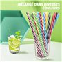 Paille Reutilisable - 60 Pailles Réutilisables en Plastique et 1 Brosse de Nettoyage - Paille Plastique pour Gourde et Enfants -