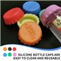 24 Pièces Bouchon Bouteille,Bouchons de en Bière Silicone Vin Bouteilles Champagne Botellas Capsules Forme Hat Réutilisables Pet