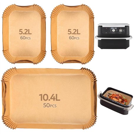 170PCS Papier Cuisson Air Fryer pour Ninja Foodi Flexdrawer AF500EU 10.4 L