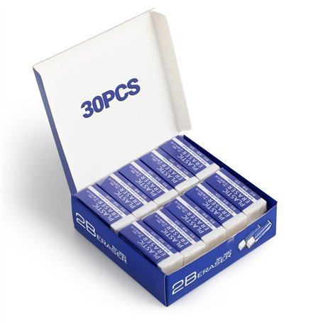 30 Gommes Classiques - Gommes 2B 6 x 2 x 1 cm - Plastique - Idéales pour École