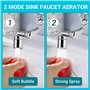 1440° Aérateur de Robinet – Rallonge de Robinet Rotative – 2 Modes Économiseur d'Eau Compatible avec Évier de Salle de Bain et d