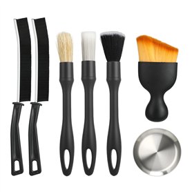 Qacpahucy 5PCS Pinceau Detailing Auto - Pinceau Nettoyage Voiture Pinceau Detailing Auto avec têtes remplaçables pour Nettoyer T