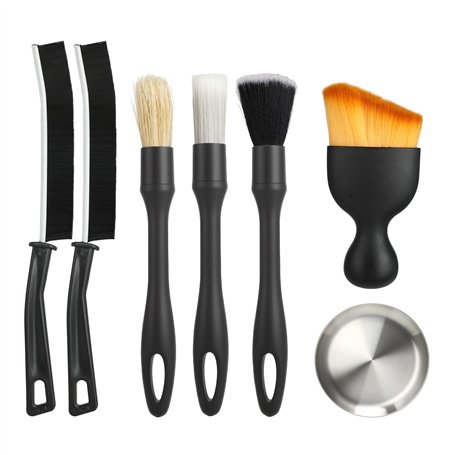 Qacpahucy 5PCS Pinceau Detailing Auto - Pinceau Nettoyage Voiture Pinceau Detailing Auto avec têtes remplaçables pour Nettoyer T