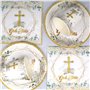 Vaisselle de Fête Communion,Doyomtoy Vaisselle Papier Set Décoration de Première Communion Assiettes en Papier Serviettes Tasses