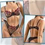 NewBull Ensemble de lingerie sexy pour femme - En tulle transparent - Ensemble sexy - Broderie florale - Soutien-gorge push-up a