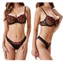 NewBull Ensemble de lingerie sexy pour femme - En tulle transparent - Ensemble sexy - Broderie florale - Soutien-gorge push-up a