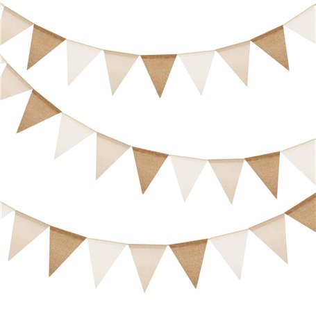 AOOTUERL Guirlande Fanions Toile de Jute Brun et Beige