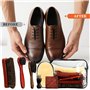 lompyeu Brosses à Chaussures,Brosse CRIN Cheval,Kit Nettoyage Chaussure,4 Brosses Applicatrices de Cirage,1 Gant de Nettoyage en