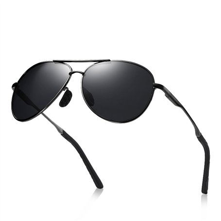 Windfromort Lunettes de soleil unisexes - Monture en métal - Protection UV400 et polarisation - Convient pour la conduite