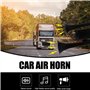 Klaxon Camion 12V Klaxon À Air, Klaxon De Camion Klaxon De Voiture Super Puissant Double Tube Air Horn Kit Trompette Avec Compre