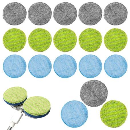 Lot de 18 Tampons de Nettoyage de Rechange en Microfibre pour Serpillière Microfibre Ronde 16 cm
