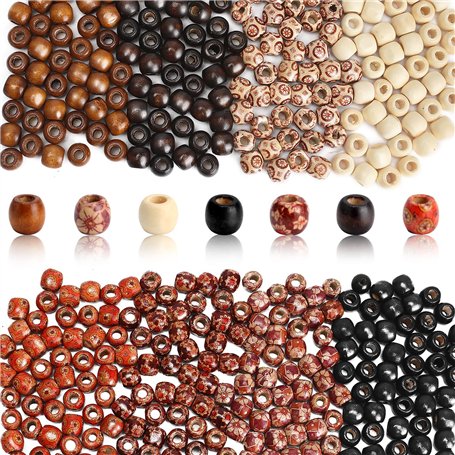 400 Pièces Perles en Bois Naturel