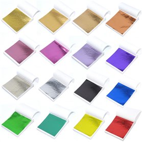 320 Pièces Feuille d'Or Multicolore Feuilles D'or Feuille D'or Imitation pour Projet d'art décoration Artisanale, dorure Artisan 320 Pièces Feuille d'Or Multicolore Feuilles D'or Feuille D'or Imitation pour Projet d'art décoration Artisanale