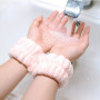 Yoezuo 4Pcs Bandeau de lavage de poignet Microfibre élastiques Bracelet de Lavage de Visage en Polaire Corail pour Femmes Filles