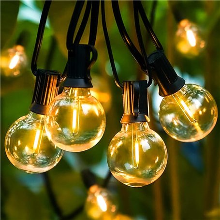 ASONINE Guirlande Lumineuse Exterieure 20M Guirlande Guinguette Exterieur avec 30+4 G40 LED Ampoules 0.6W Imperméable 2700K Guir