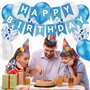 Bannière « Happy Birthday », ballons d'anniversaire bleus et blancs de 30,5 cm, ballons transparents pour décorations de fête