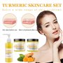Horuili® Kit de soin de la peau au curcuma, Kit de soin de la peau au curcuma 3 en 1, Lave-visage, Crème au curcuma, Exfoliants,