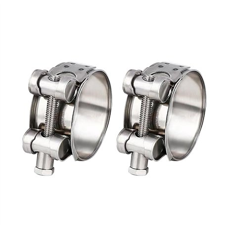 Lot de 2 colliers de serrage à boulon articulé en acier inoxydable 48-51 mm - Collier de serrage robuste pour tuyau d'échappemen