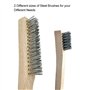 NICAVKIT Lot de 5 brosses à fil manuel avec manche en bois, 3 grandes brosses en acier inoxydable de 250 mm, 2 petites brosses e