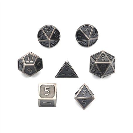 DollaTek 7PCS Jeu de dés en métal Jeu DND Jeu de dés en métal Solide polyédrique D&D avec Sac de Rangement et Alliage de Zinc av