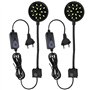 GERUI Lot de 2 pinces noires pour aquarium - 7 W - Mini éclairage LED - Haute luminosité - Clip transparent - Lumière blanche -