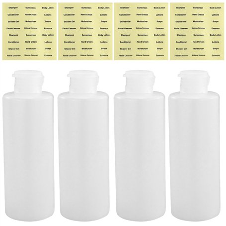 Lot de 4 bouteilles de voyage de 200 ml rechargeables avec bouchon à rabat - En plastique transparent - Pour maquillage