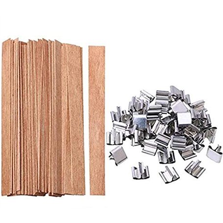 Cheeroyal Lot de 50 mèches en bois naturel avec support en fer pour fabrication de bougies faites à la main 13 x 130 mm